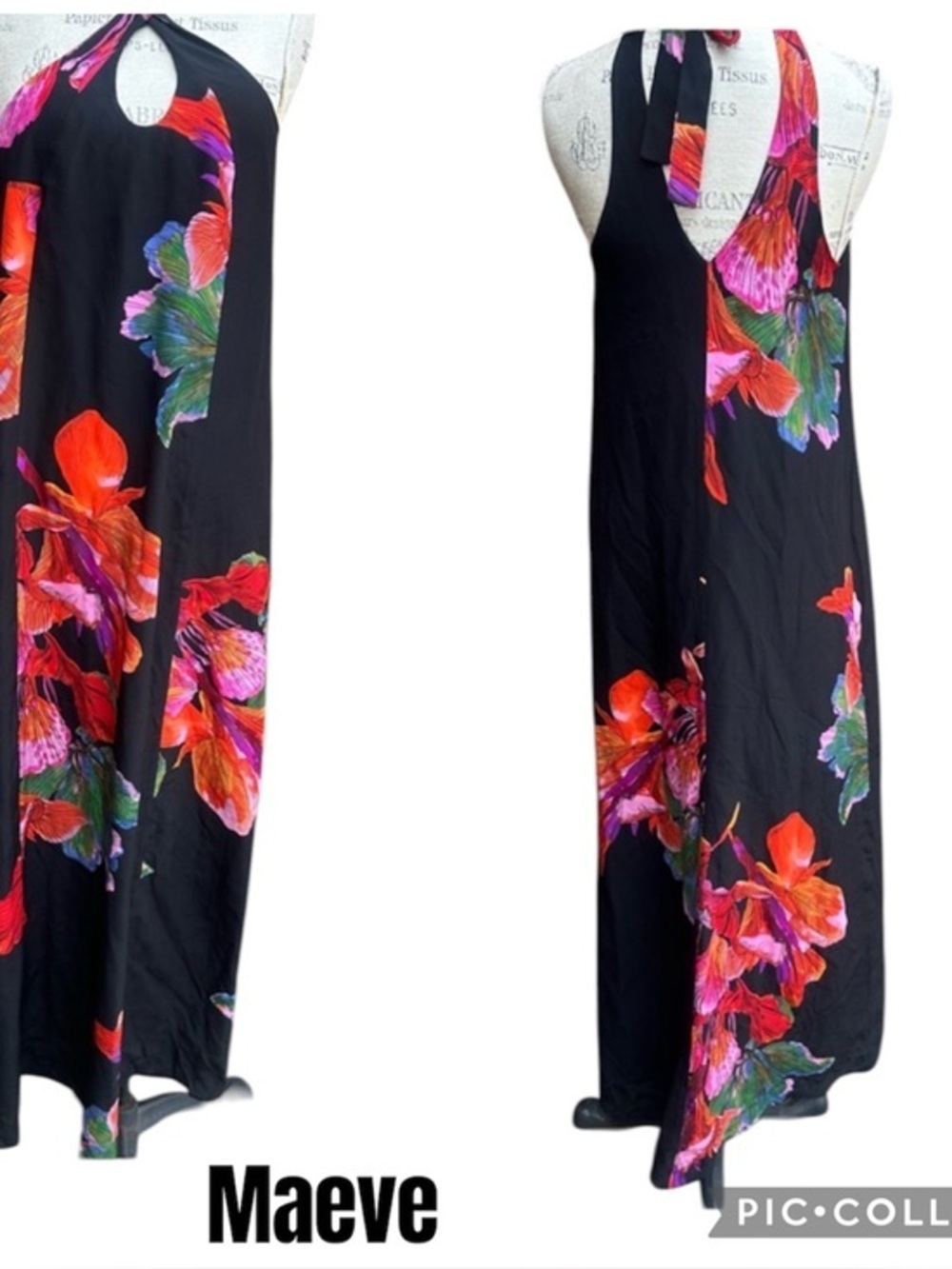 Maeve Black and Floral Silk Dress HG